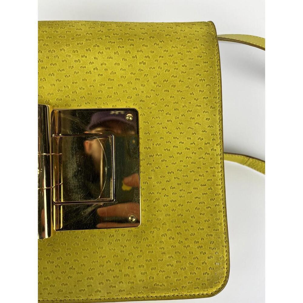 Tom Ford Peccary Suede Chrome Natalia Yellow Shoulder Bag Size Medium - Picture 7 of 13